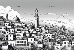 israel city vector vignette tattoo idea