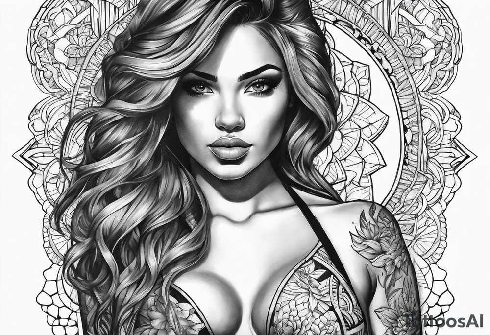 Woman in bikini tattoo idea