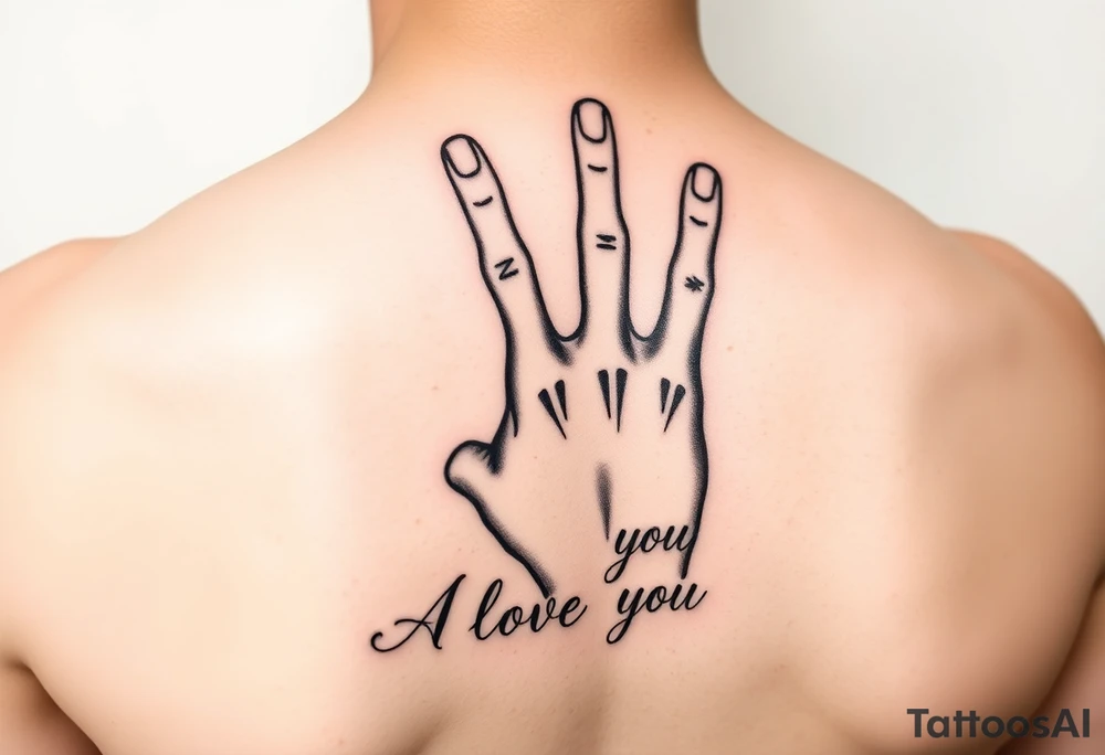 Hand signing I love you (do not show those words) with the words All Set tattoo idea