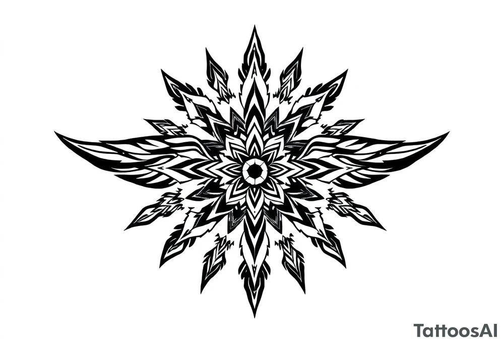 spiritual bold line feather indian mandala shaman tattoo idea