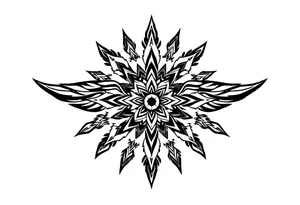 spiritual bold line feather indian mandala shaman tattoo idea
