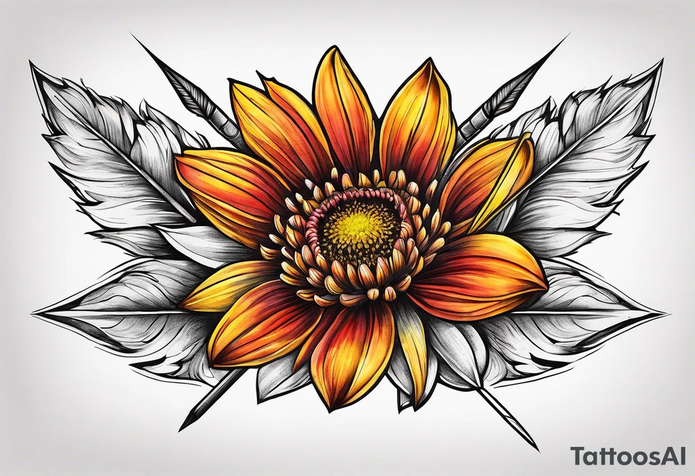 Indian blanket flower arrows tattoo idea