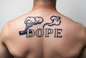 Clouds of smoke coming off a cigar or blunt with the word DOPE being spelled out in smoke. tattoo idea