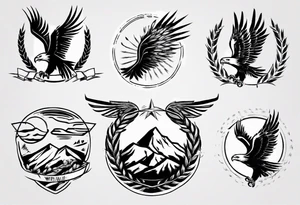 mountains wheat eagle tattoo idea