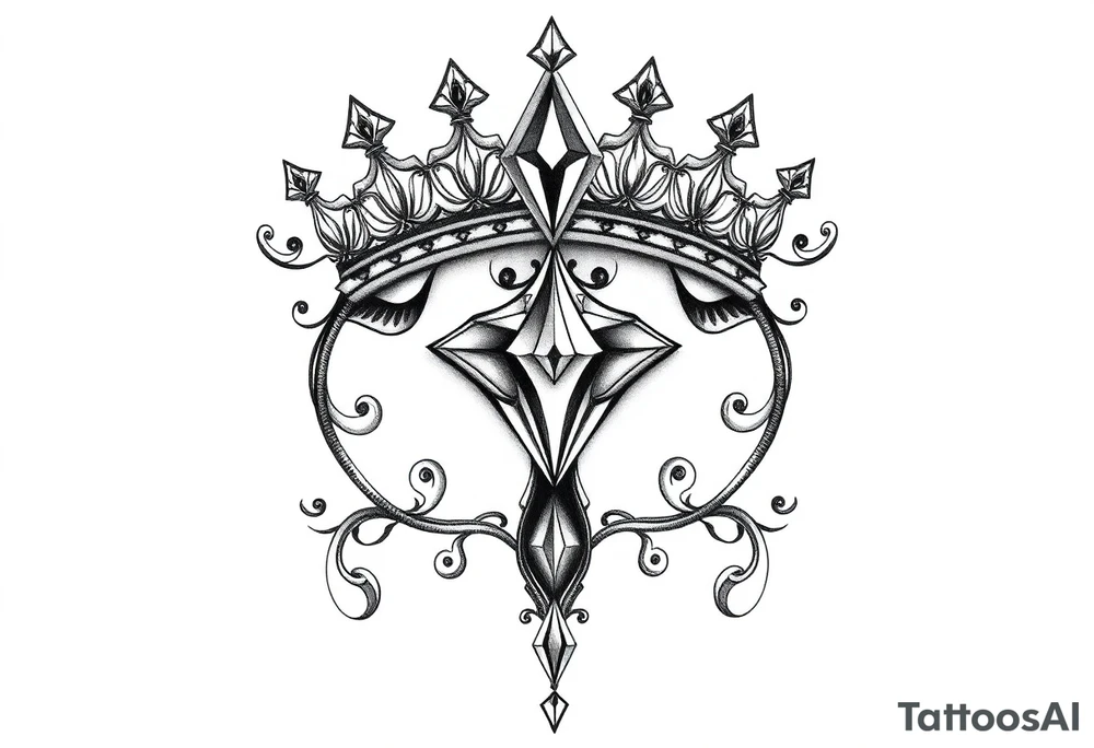 Pubic crown diamond vagina and anus tattoo idea