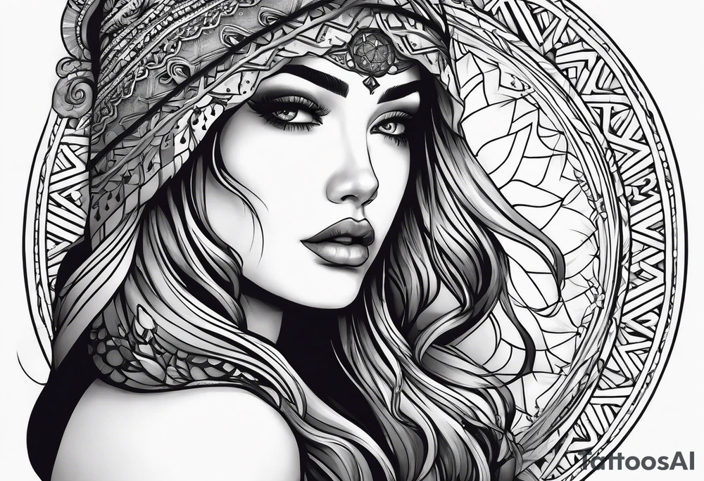 Medusas half face. The other half is a beautiful girl crying tattoo idea