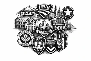 Iceland x3 (sindri, ibv, stjarnan)
Italy x2 (Verona, Sassuolo)
Spain (Logrono) 
Turkey x2 (Fenerbahce, Besiktas)
Hungary (Fradi)
France (Bordeaux) Something small that contains these countries or clubs tattoo idea