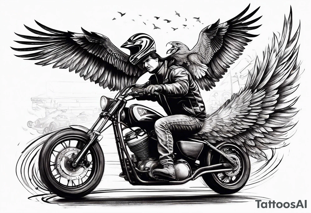 motorcycle speedway rider with an eagle flying over tattoo idea motorcycle speedway rider with an eagle flying over tattoo idea