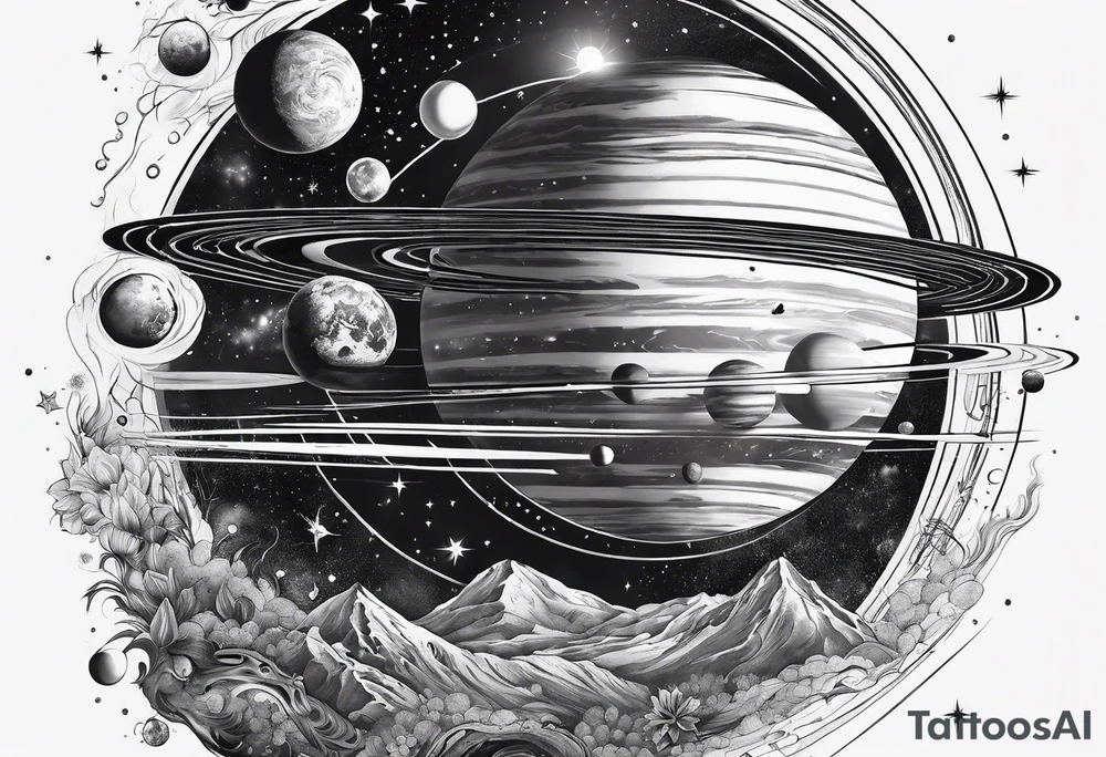 solar system spine tattoo idea
