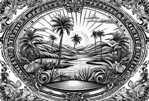 ROULETTE casino card games dice sun palm tree tattoo idea