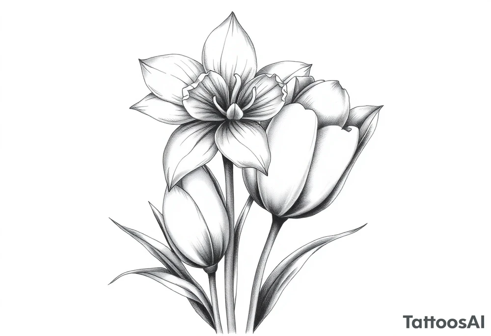 Daffodil and Tulip tattoo idea