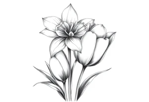 Daffodil and Tulip tattoo idea