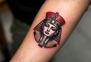 A red and black double crown of Egypt, representing unified rule over Upper and Lower Egypt. tattoo idea
