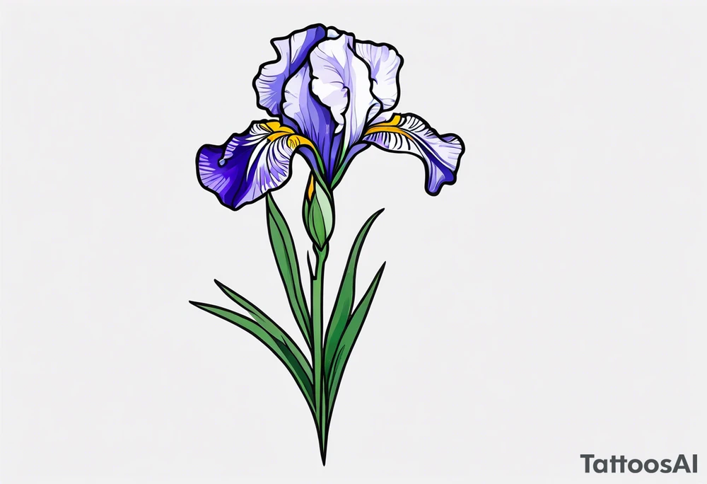 Iris flower with stem tattoo idea