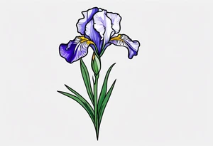 Iris flower with stem tattoo idea