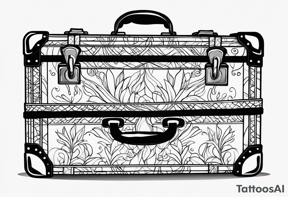 Cardboard suitcase lineart tattoo idea