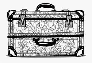 Cardboard suitcase lineart tattoo idea