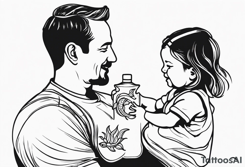 Father daughter matching 2 separate tattoos . Water related. Marine life tattoo idea