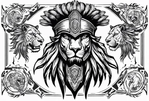 Spartan soldier with the head of a lion underneath him tattoo idea