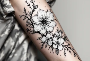 Lycoris radiata from the anime demon slayer and Cherry Blossoms wrapped around the arm tattoo idea