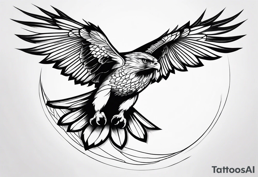 hawk in flight tattoo idea