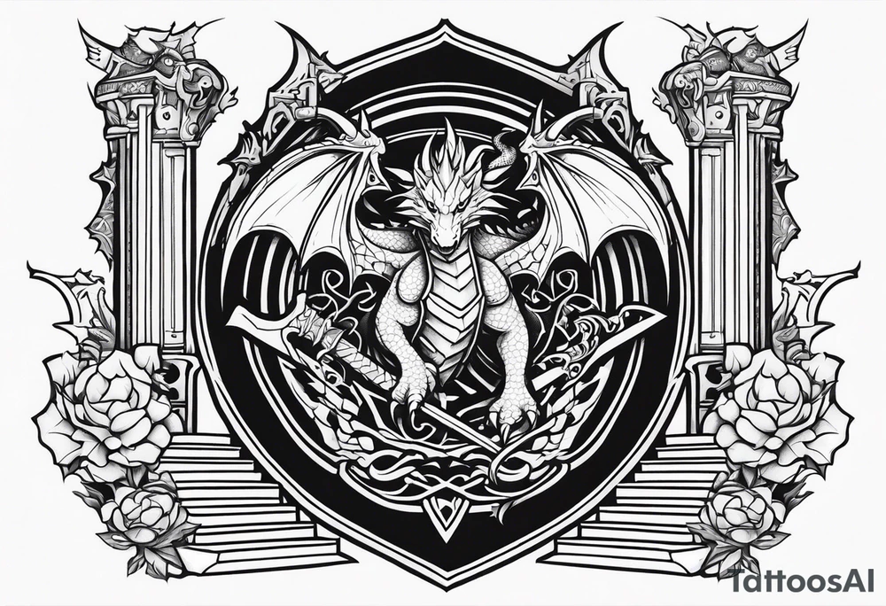 Valhalla sword shield dragon
stairs tattoo idea