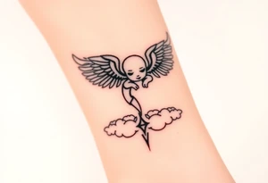 Winged baby, clouds tattoo idea