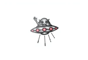 Small UFO get with a waving alien 👽 tattoo idea