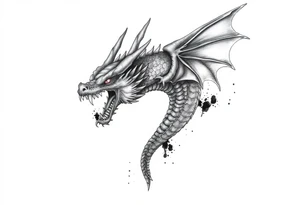 Horror dragon tattoo with cancer on background tattoo idea