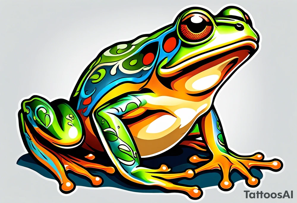 Retro frog tattoo idea