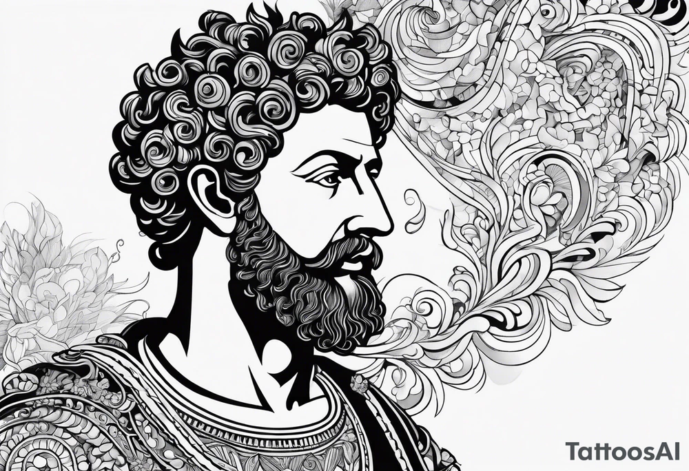 Marcus Aurelius with a heart and brain but fun and playful tattoo idea