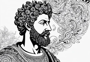 Marcus Aurelius with a heart and brain but fun and playful tattoo idea