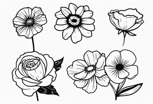 Daisy, rose and poppy tattoo idea