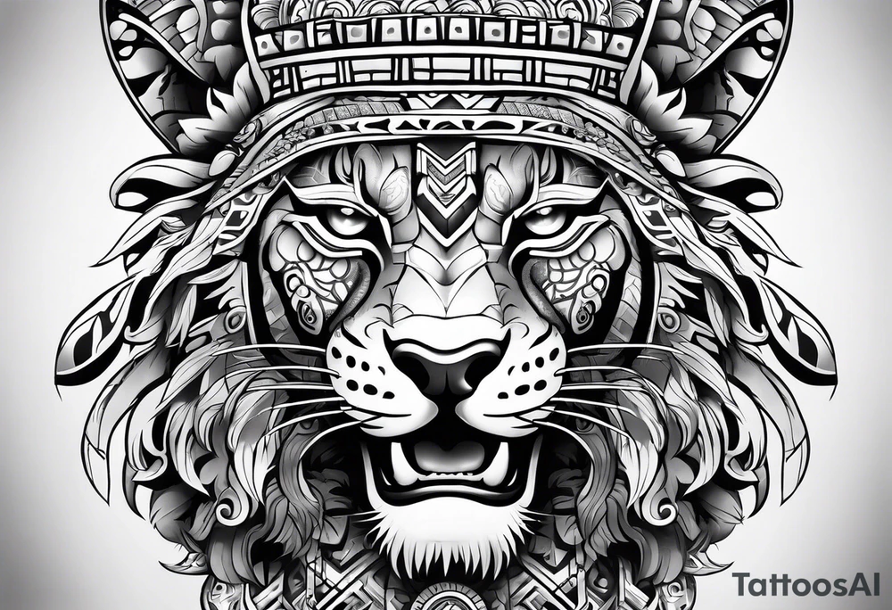 aztec jaguar sleeve tattoo idea