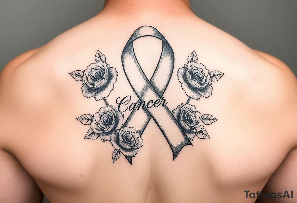 Cancer ribbon that says fuck cancer pretty with roses tattoo idea