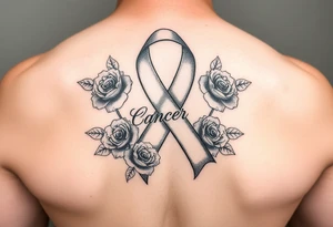 Cancer ribbon that says fuck cancer pretty with roses tattoo idea