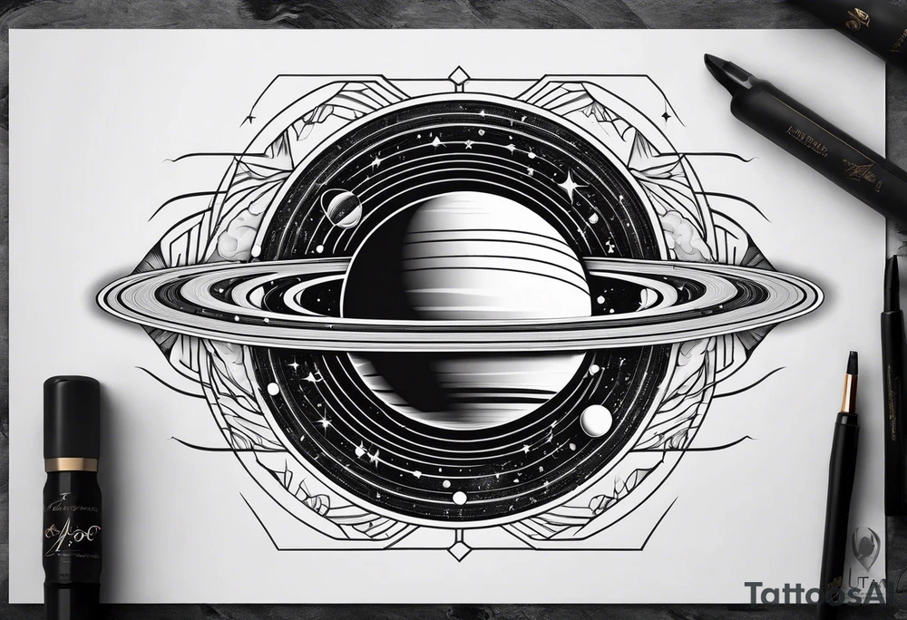 a geometric representation of saturn tattoo idea