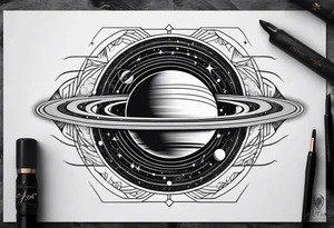 a geometric representation of saturn tattoo idea