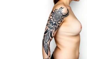 bold line shaman and indian style tattoo idea