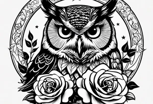 An owl, a rose, “but the greatest of these is love” tattoo idea