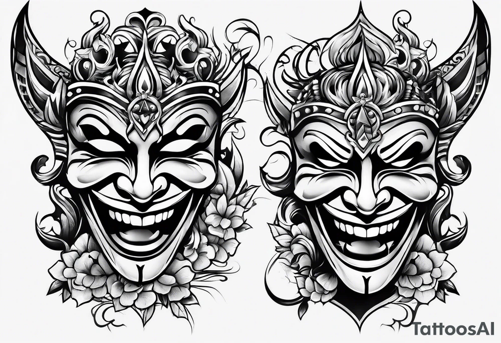 Tattoo Drama two Mask laugh and cry tattoo idea