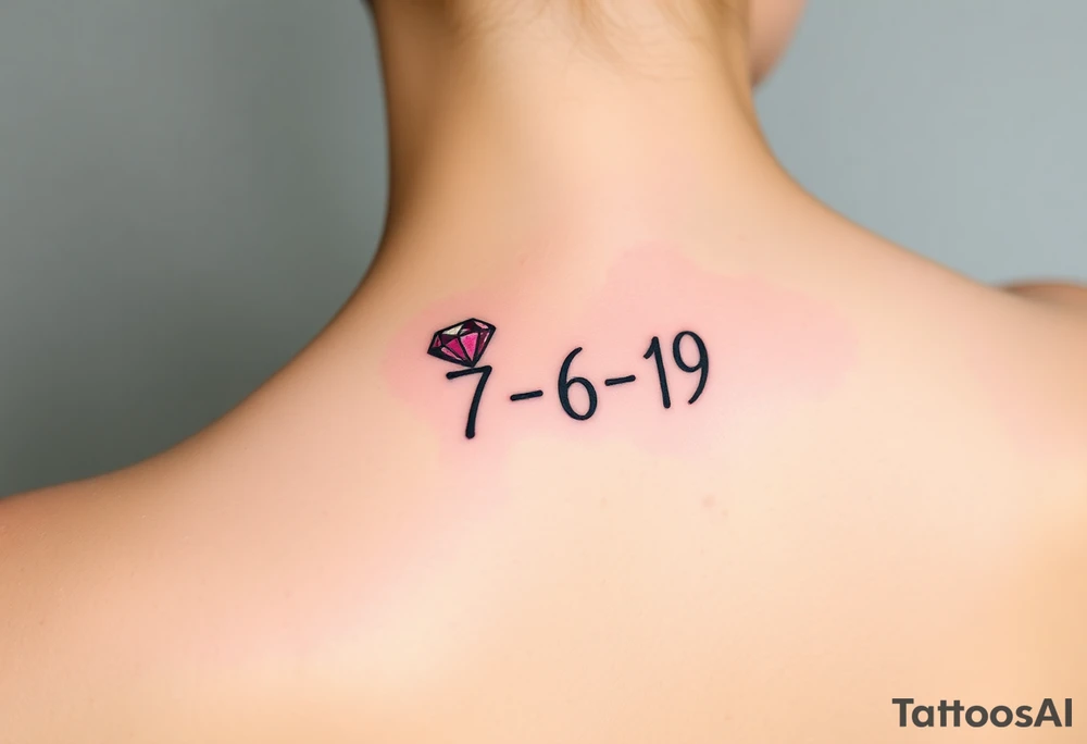 Small Ruby gem and birthday 7-6-19 tattoo idea