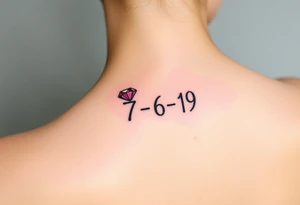 Small Ruby gem and birthday 7-6-19 tattoo idea