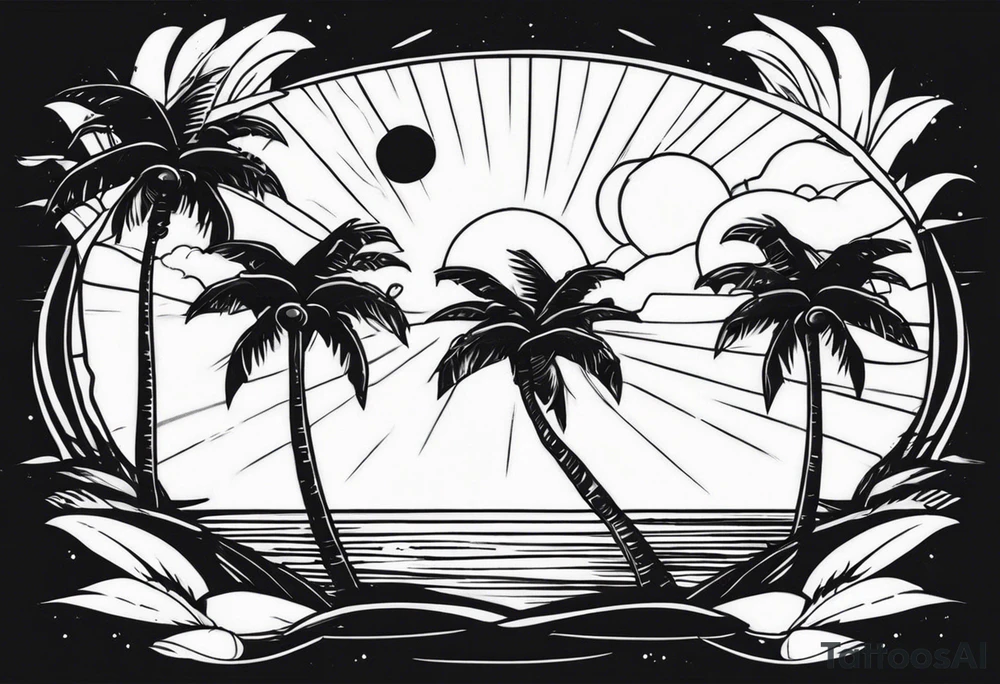 Palm trees oranges beach tattoo idea