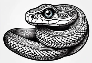 Snake with an evil eye in its mouth tattoo idea