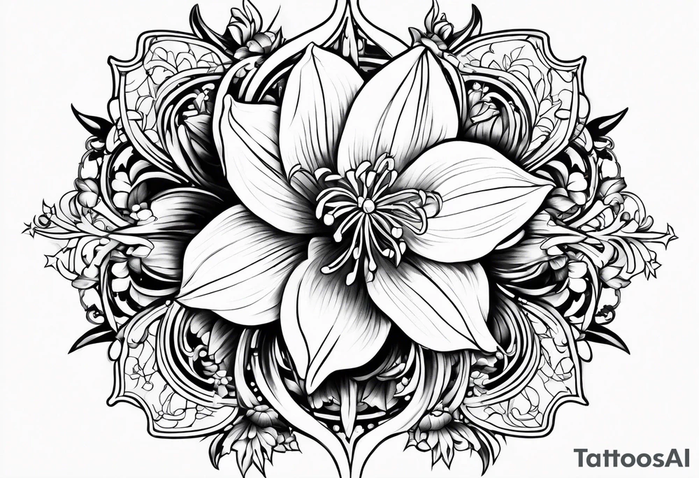 Larkspur, narcissus and stars tattoo idea