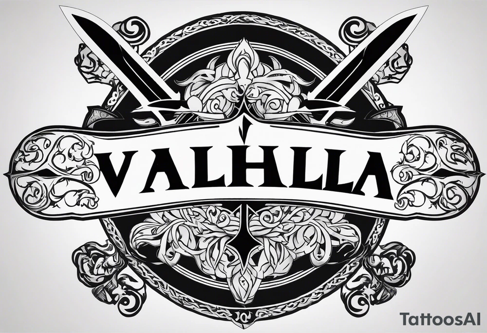 Valhalla fire sword shield tattoo idea