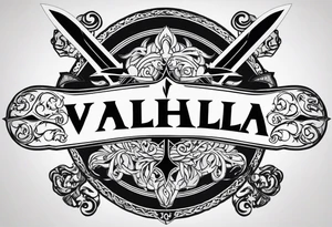 Valhalla fire sword shield tattoo idea