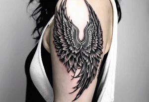 One angel wing and the Name Leah written under in gothic letters. tattoo idea