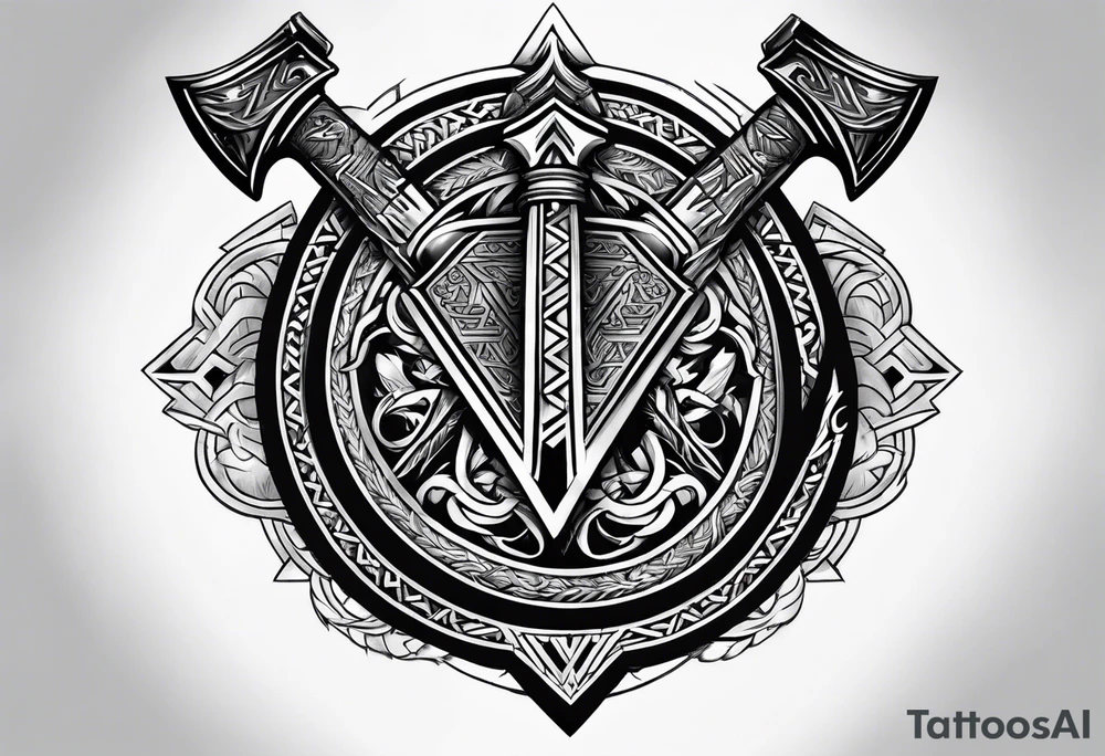 Valhalla valknut shield axe tattoo idea